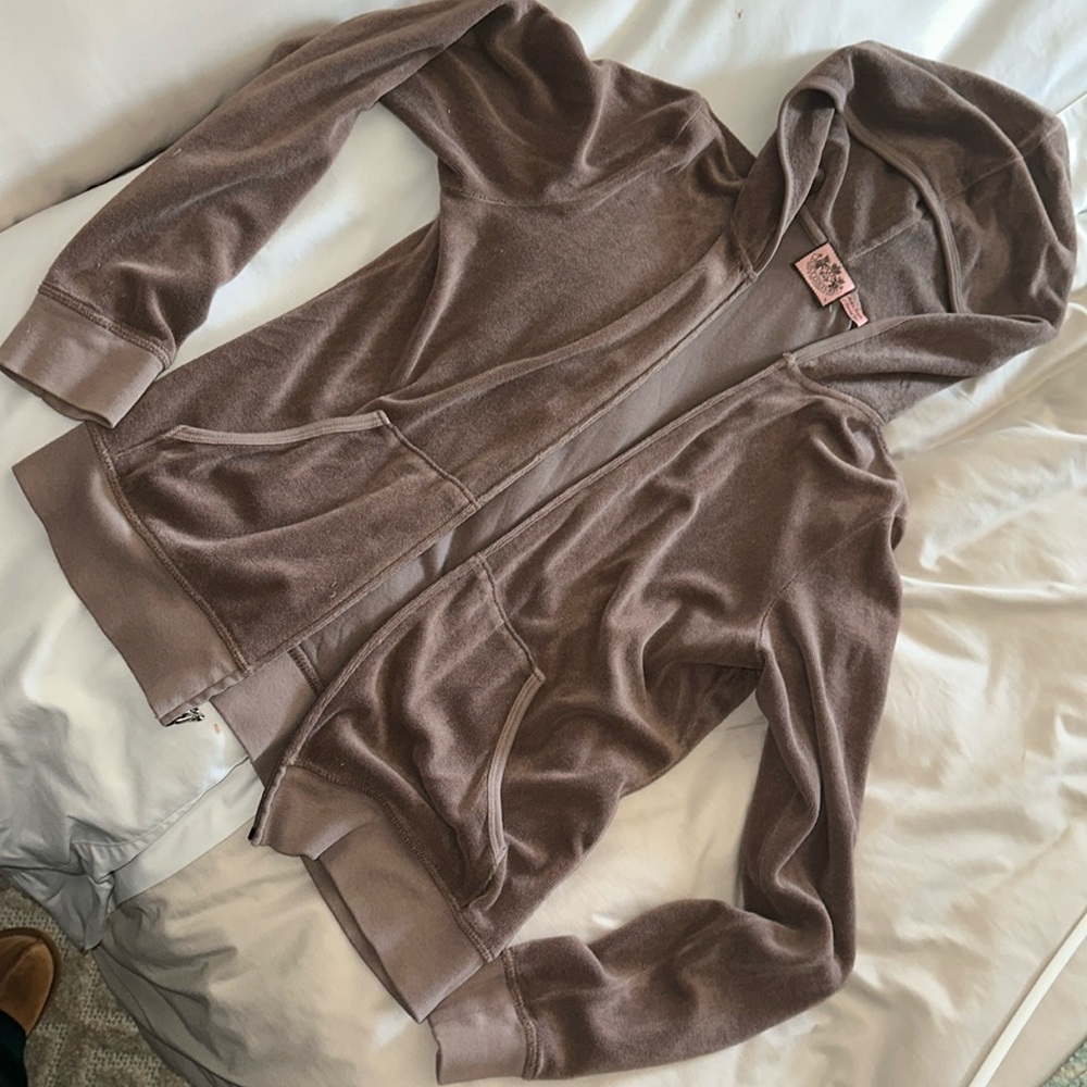 JUICY COUTURE VINTAGE TERRY CLOTH BROWN JACKET SIZE XL Y2k